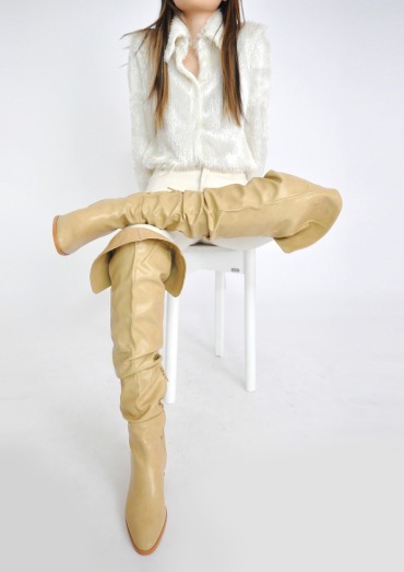wrinkle knee high boots(5color)