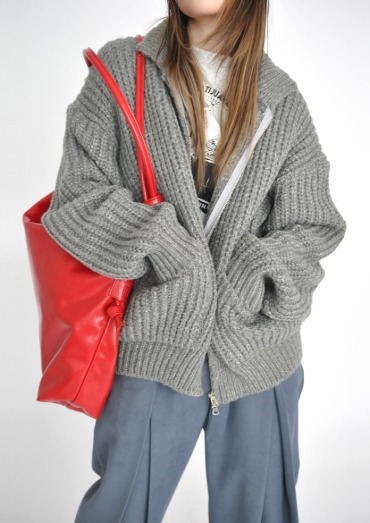 wool zip-up cardigan(3color)