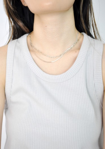 (silver925) silver flat necklace