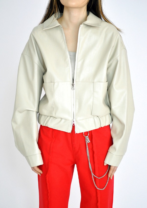 blouson leather jacket(3color)